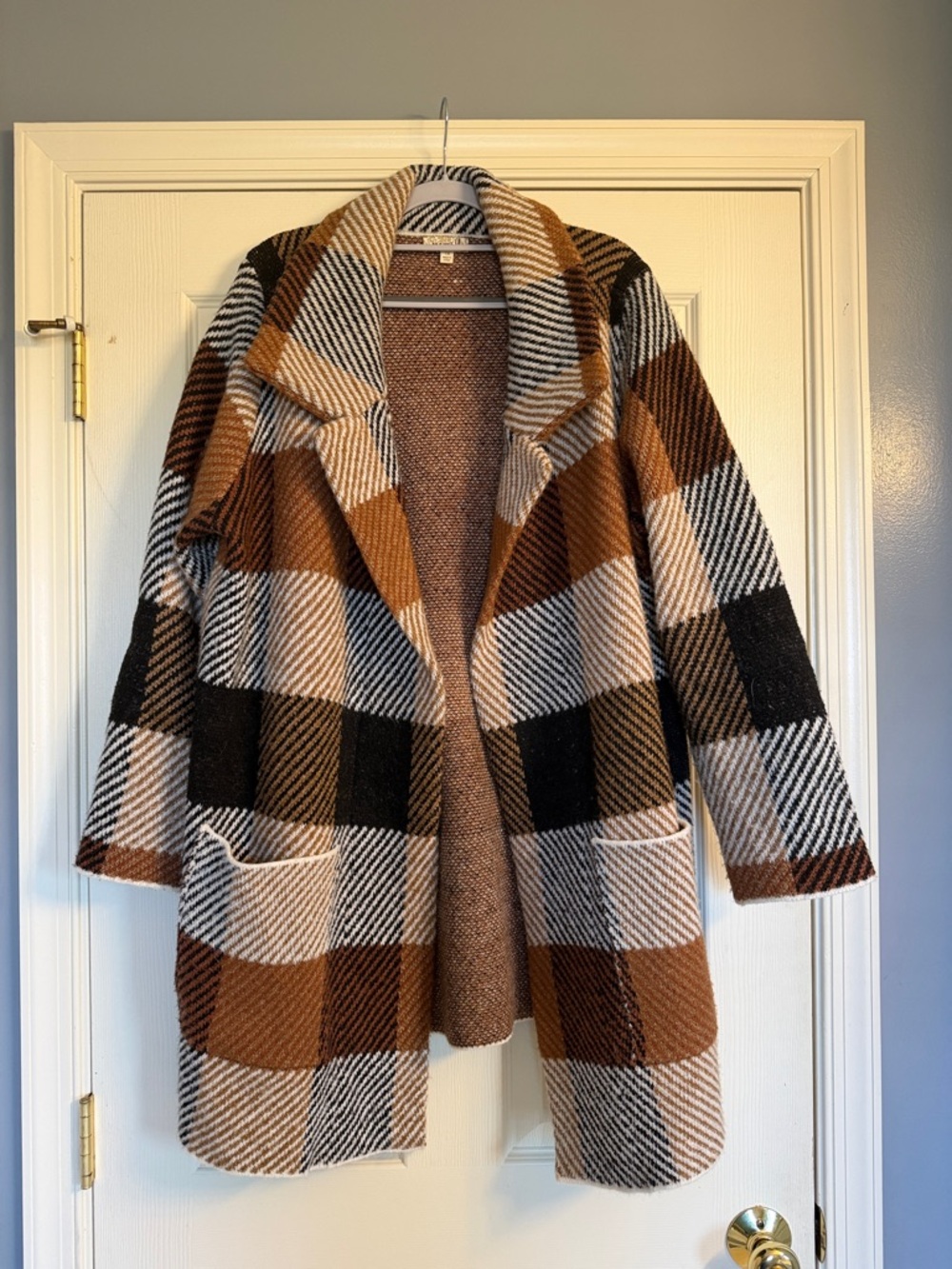 ONE WORLD Brown Black Cream Knit Jacket